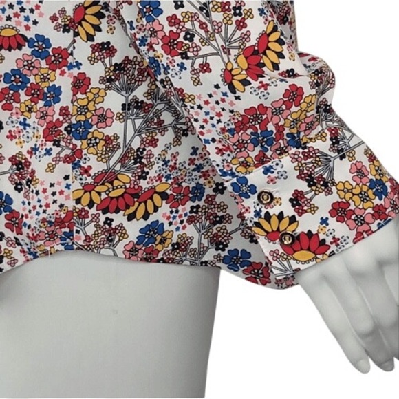 Talbots Meadow Floral Tie Neck Blouse - Picture 6 of 12